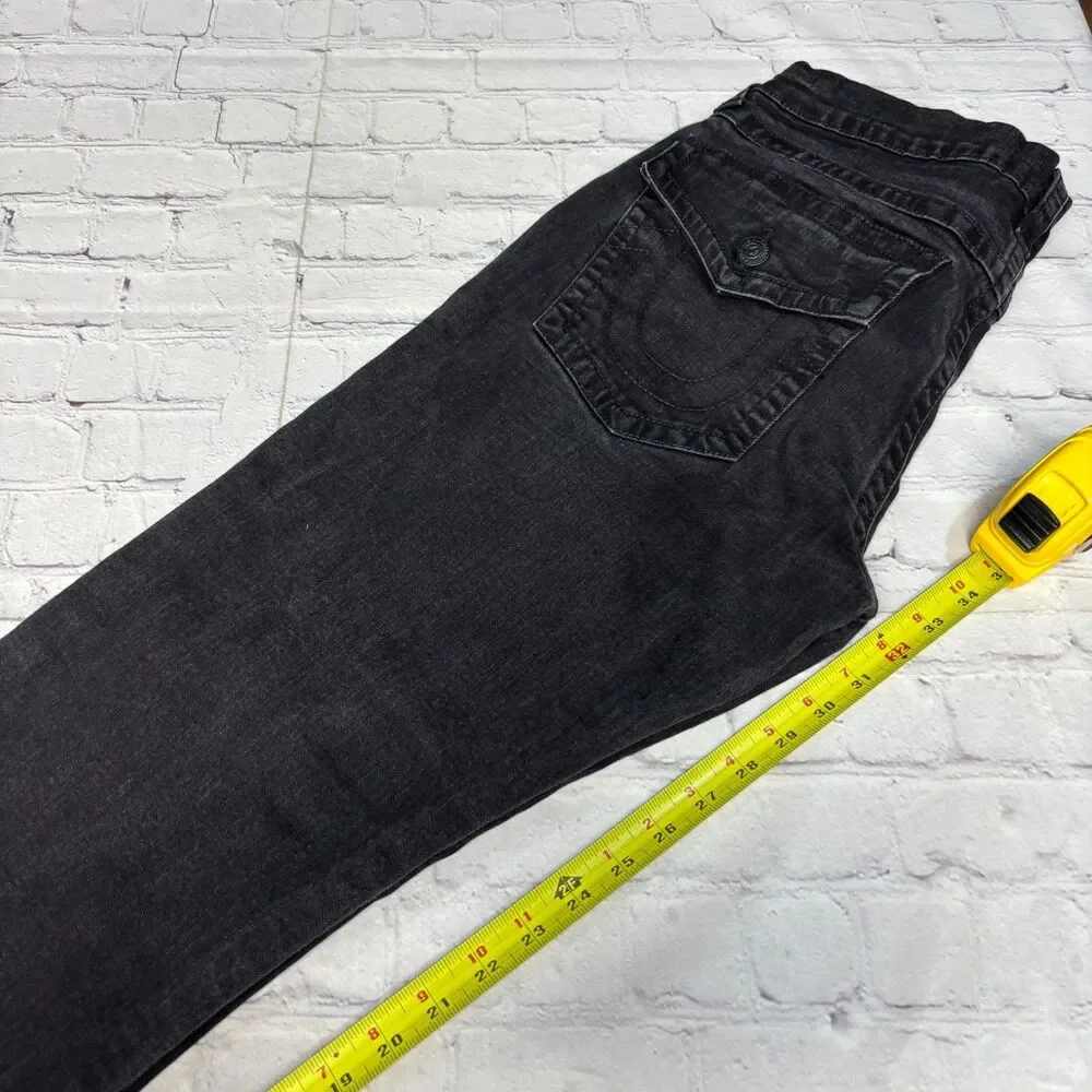 True Religion Men Ricky Relaxed Straight Jeans Size 33x32 Black Denim C124 -5